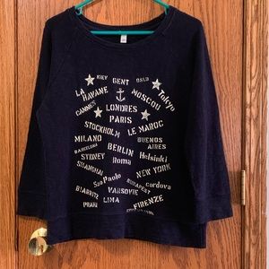 J Crew small 3/4 length sleeve blue sweatshirt